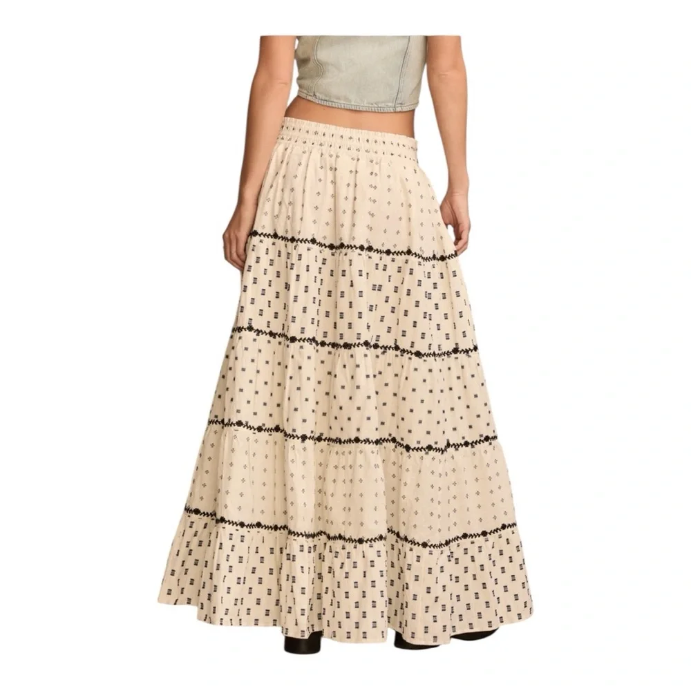 NWT Lucky Brand Cream and Black Patterned Maxi Skirt Size S - Picture 3 of 8